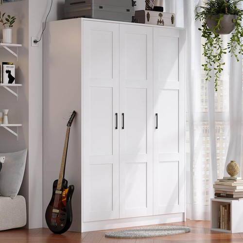 Elegant white wooden wardrobe - white,